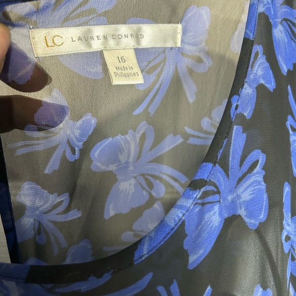 LC Lauren Conrad Black and Blue Floral Mini Dress - Picture 5 of 5